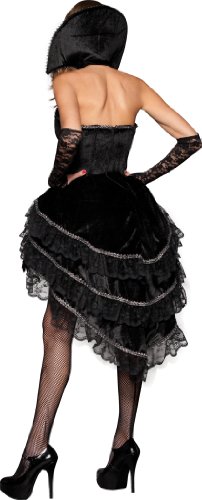 Back view of the Vixen Adult Halloween Vampire Costume showing the intricate lace and corset details
