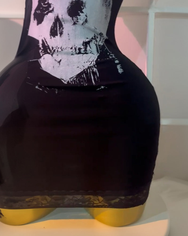 Black Skull Suspender Lace Dress view 3