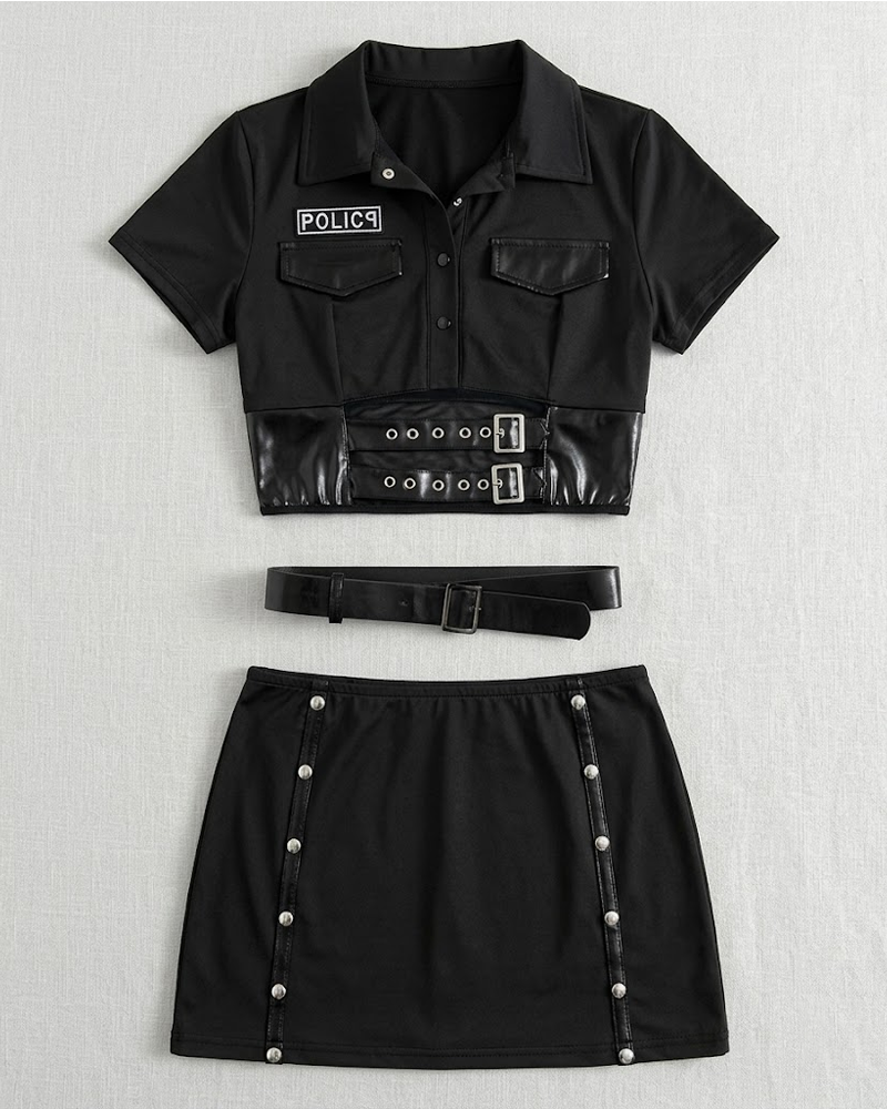 Police Officer Halloween Costume Lingerie Set view 5
