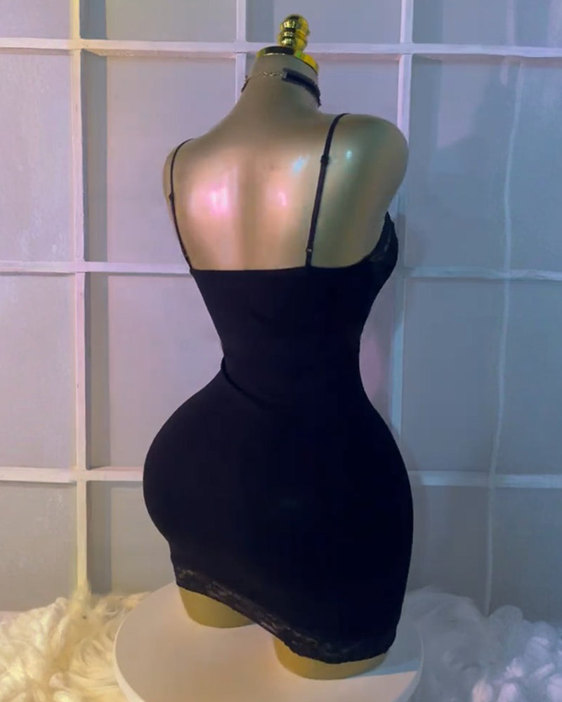 Black Skull Suspender Lace Dress view 1