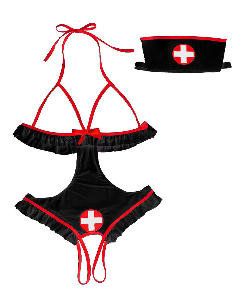 Naughty Maid and Nurse Role-Play Lingerie Set view 6