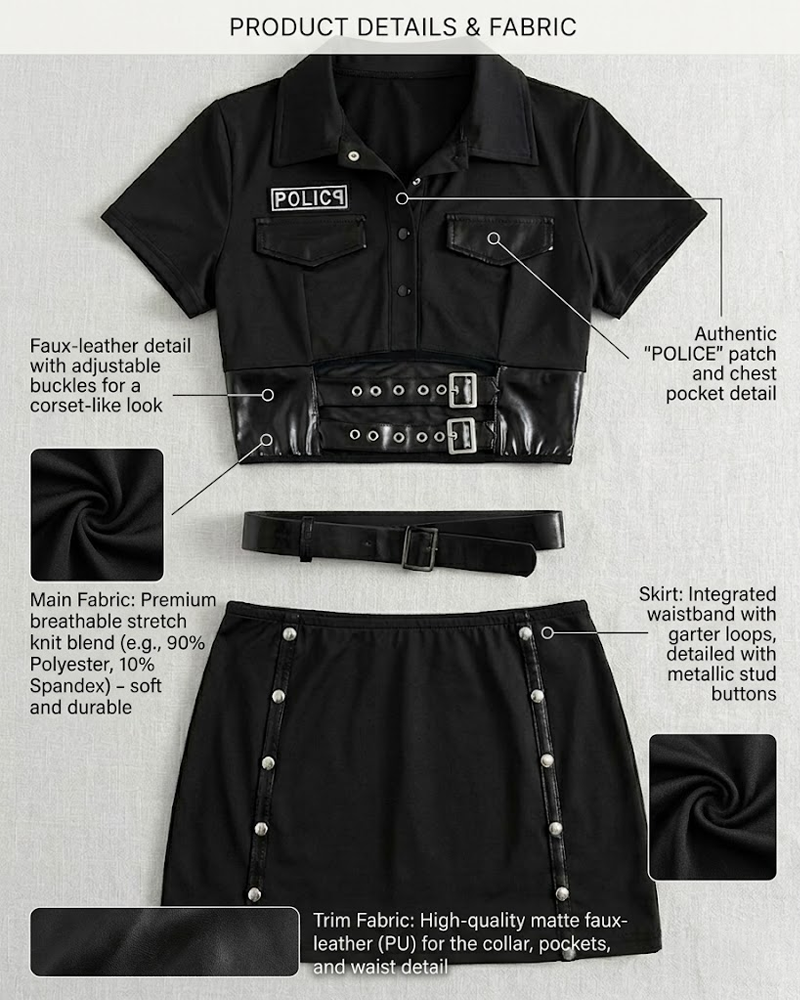 Police Officer Halloween Costume Lingerie Set view 6