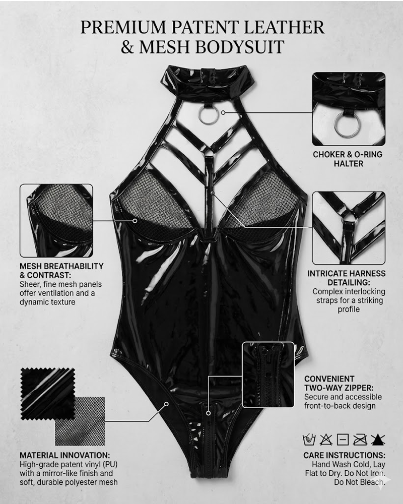 Witch Faux Leather Bodysuit view 3